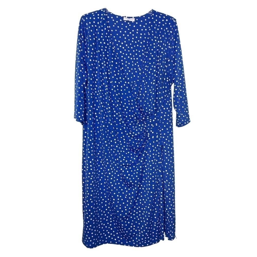 Charter Club Royal Blue White Polka Dot Midi Dress